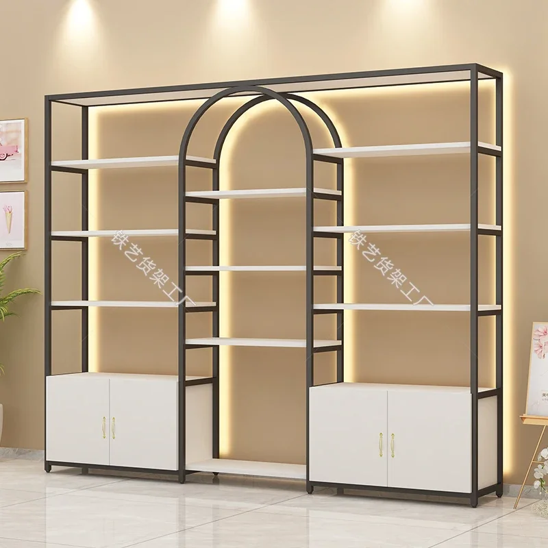 Beauty salon display cabinet Nail polish glue display rack Cosmetics multi-layer shelves with lights Commercial display 3