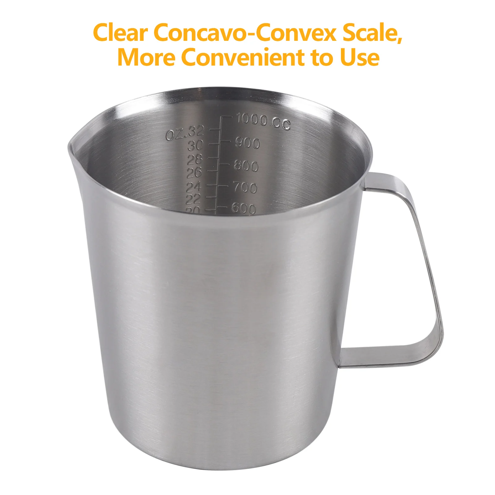 1000 ml Messbecher aus Edelstahl 304 mit ML- und OZ-Skala, Messbecher für flüssige und trockene Lebensmittel zum Backen in der Küche, Kaffee – Detail 4