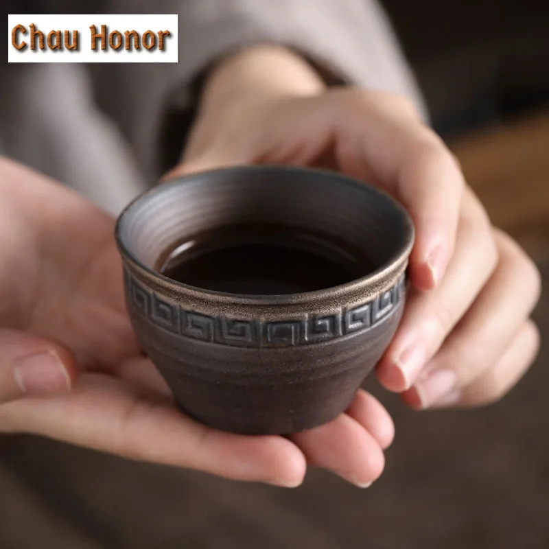 Retro Kiln Change Ceramics Master Cup Handmade Coarse Pottery Teacup Tasting Mug Tea Bowl Meditation Cup Tea Ceremony Drinkware