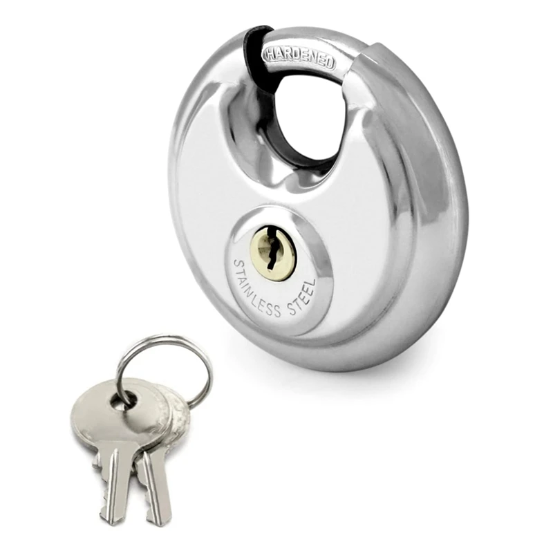 N15R-Disc Lock, 2 Pack Heavy Duty Steel Keyed Padlock Disc Storage Lock For Storage Units, Mobile Trailers, Sheds, Fences