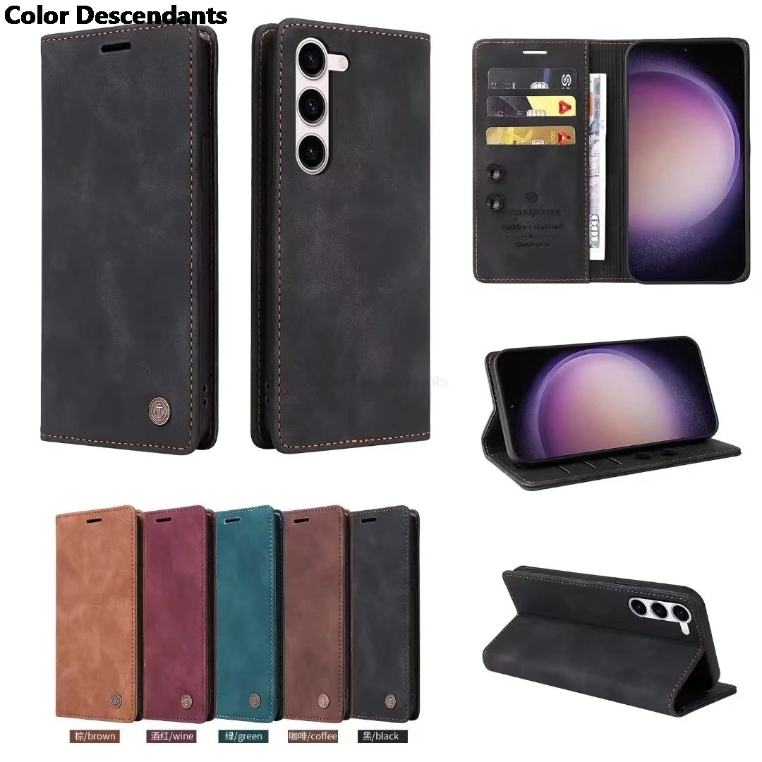 Skórzane Etui Na Samsung Galaxy S22 S21 Fe S20 Ultra S10 E S9 S8 Plus 5G Note 20 10 Lite J4 J6 2018 Biznes Z Klapką