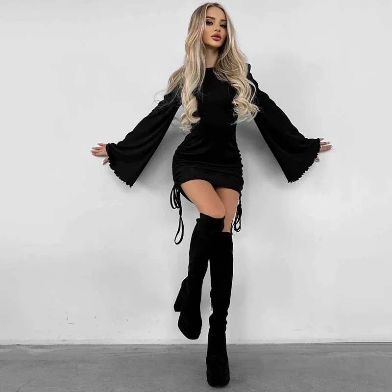 Female Shirring Winter Flare Sleeve Dress Lady White Birthday Festival Streetwear Dress Women Nightclub Wedding Banquets Dresses - AliExpress 200000345 Female Shirring Winter Flare Sleeve Dress Lady White Birthday Festival Streetwear Dress Women Nightclub Wedding Banquets Dresses - AliExpress 200000345