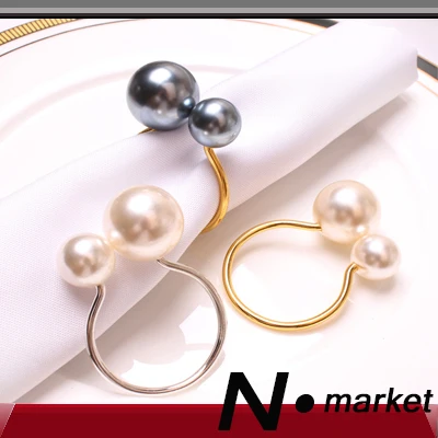 

2024 Italy Light Luxury Bright Bead U-shaped Napkin Buckle Wedding Simple Napkin Ring Paper Towel Ring Ball Napkin Holder