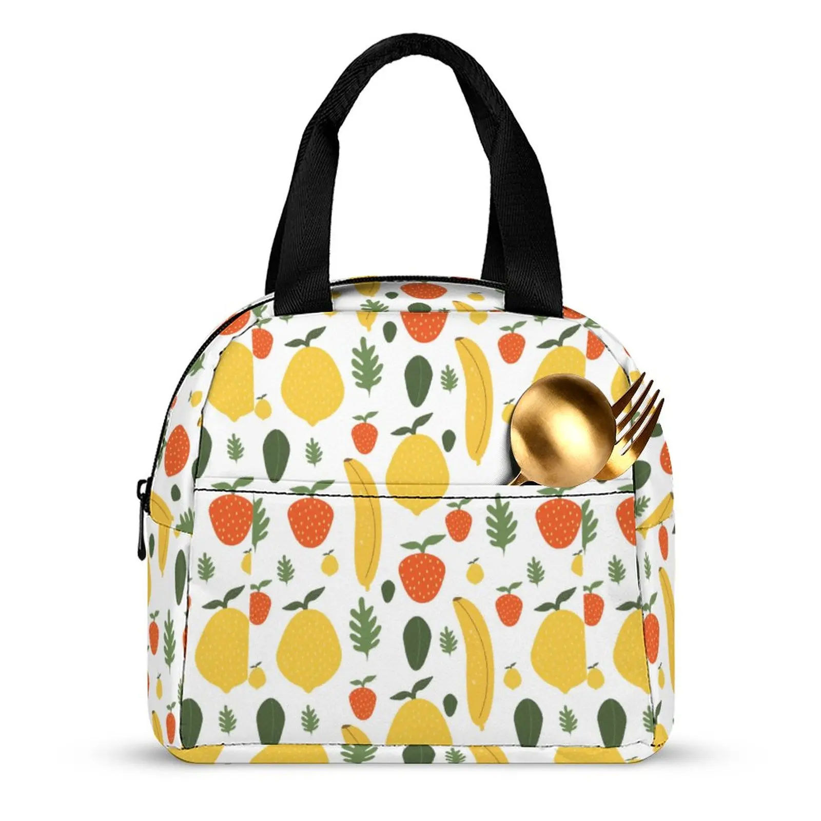 Custom Pattern Tote Lunch Bags for Women Fruit Full Printing Portable Meal Bag Picnic Travel Breakfast Box Office Work School