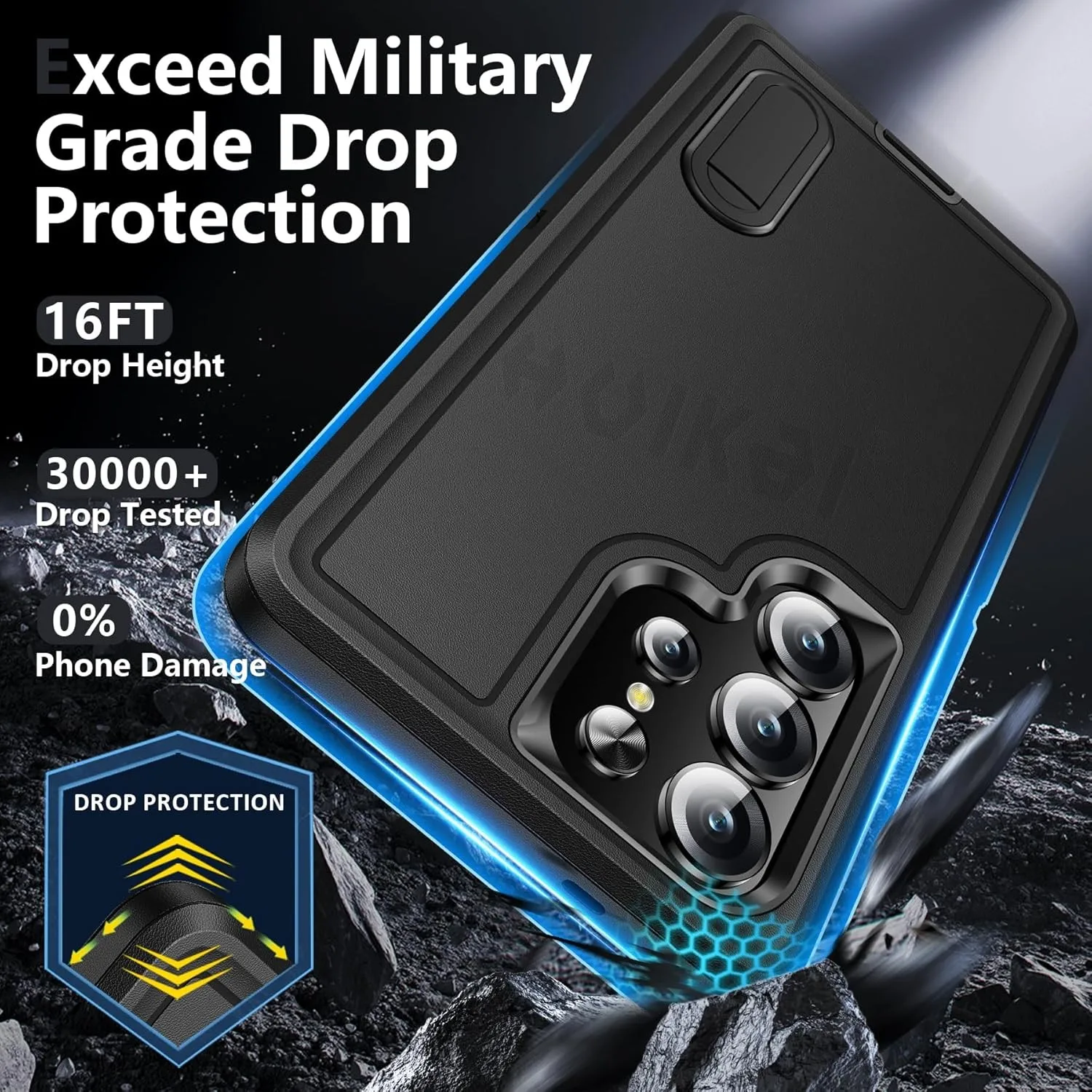 Heavy Duty Shockproof Rugged Phone Case with Kickstand and Anti-Scratch Protection