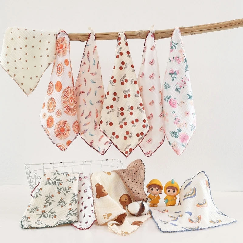 Baby Washcloths Muslin Cotton Towel Soft Baby Muslin Cloths Wipes Bibs G99C