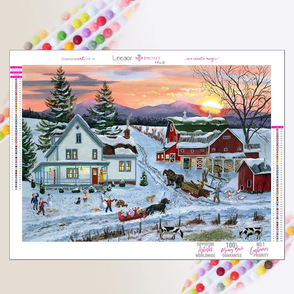 

Алмазная живопись зимняя снежная сцена полная круглая Алмазная полная квадратная Алмазная мозаика 5D украшение для дома вышивка подарок для друзей