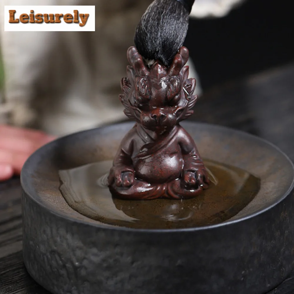 Handmade Yixing Purple Clay Tea Pet Dragon Iron Red Blood Sand Tea Figurine Play Toys Lucky Model Cafes Supplies Ornaments Decor