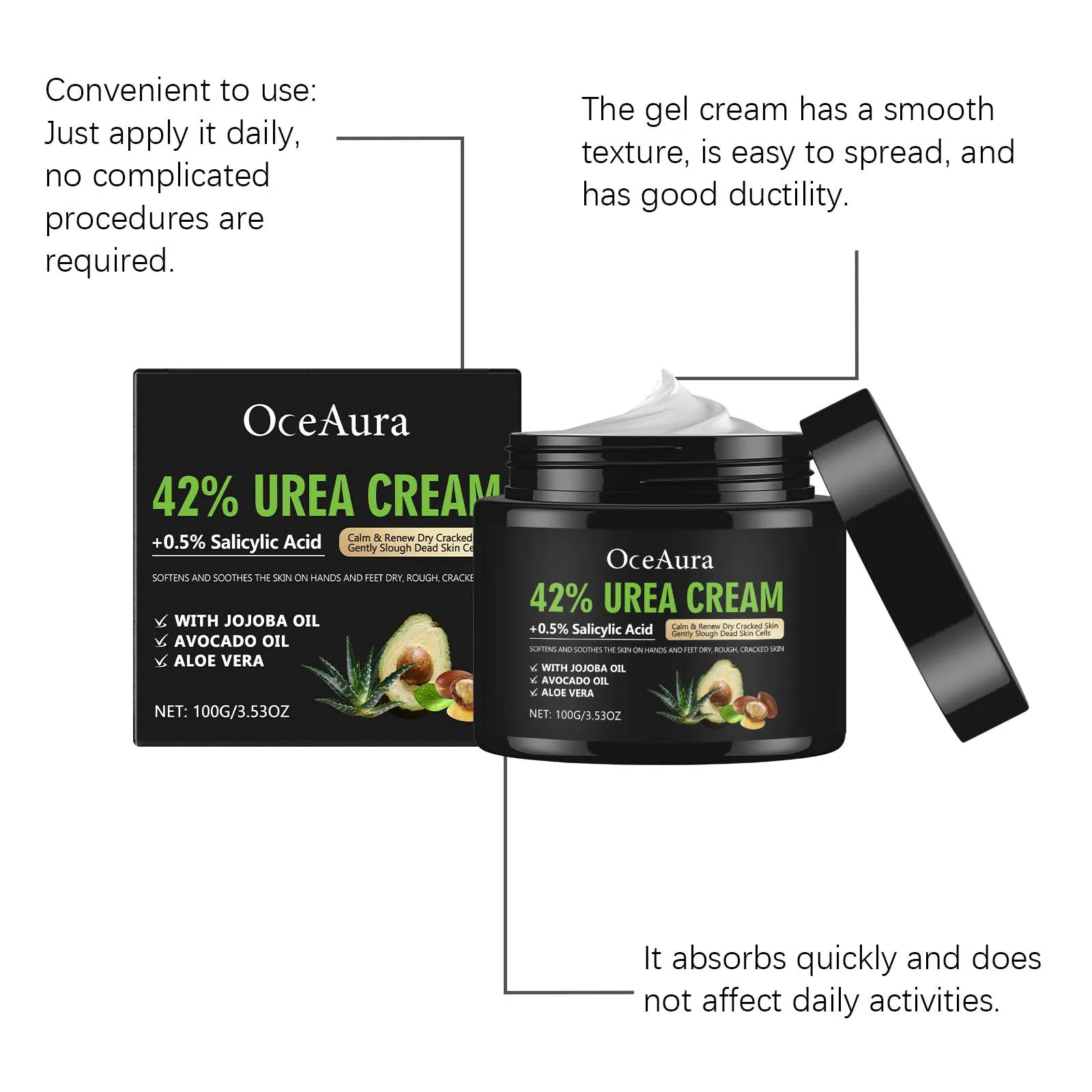 Foot Moisturizing Cream: Nourishes and hydrates foot skin, providing gentle care with a lightweight, easily absorbed texture.