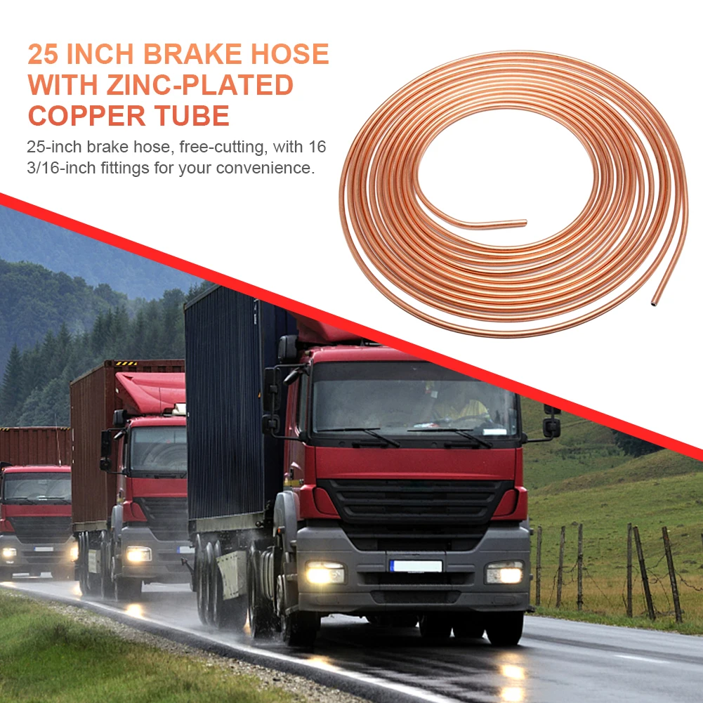 Car Brake Pipe Hose 3/16" OD Copper Nickel Coil with 16Pcs Nuts Anti-rust