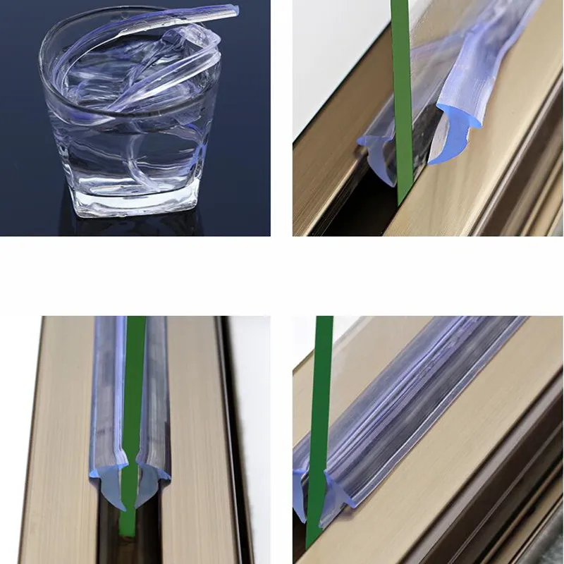 1M Window Glass PVC Transparent fixed Seal Dustproof Sound insulation Bathroom door Weatherstrip Home Hardware Sealing strip window seal strip