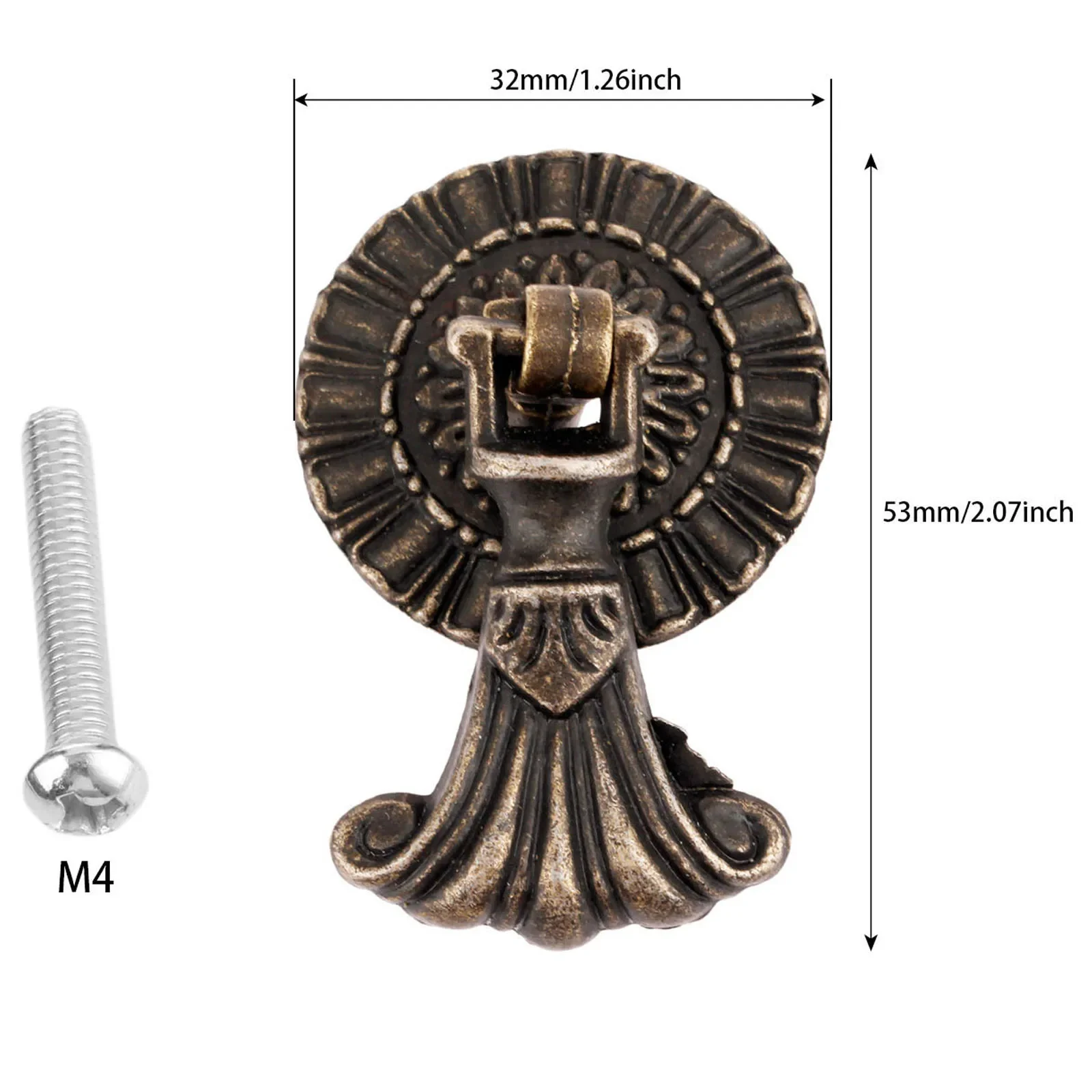 1x 37*60mm Vintage Single Hole Furniture Handle Wooden Box Case Knobs Antique Kitchen Cabinet Drawer Cupboard Pull Handles