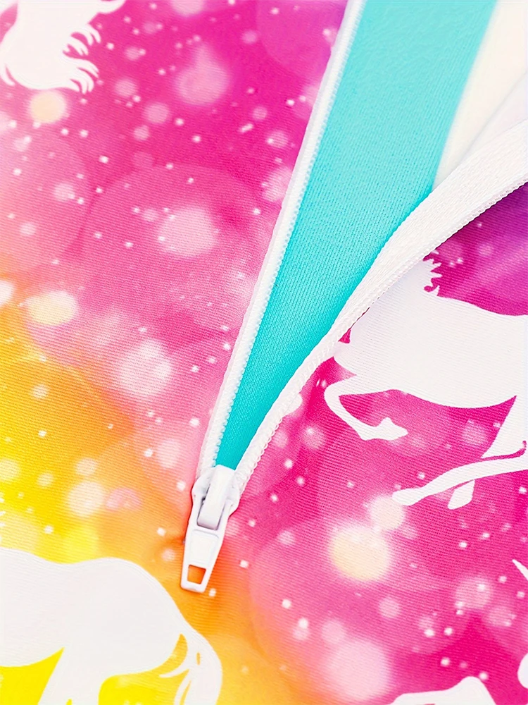 Girls Long Sleeve Unicorn One-piece Swim Suit Summer Children Quick Drying Swimwear Kids Sun-proof Surf Suits For 3-12 Years Old 6