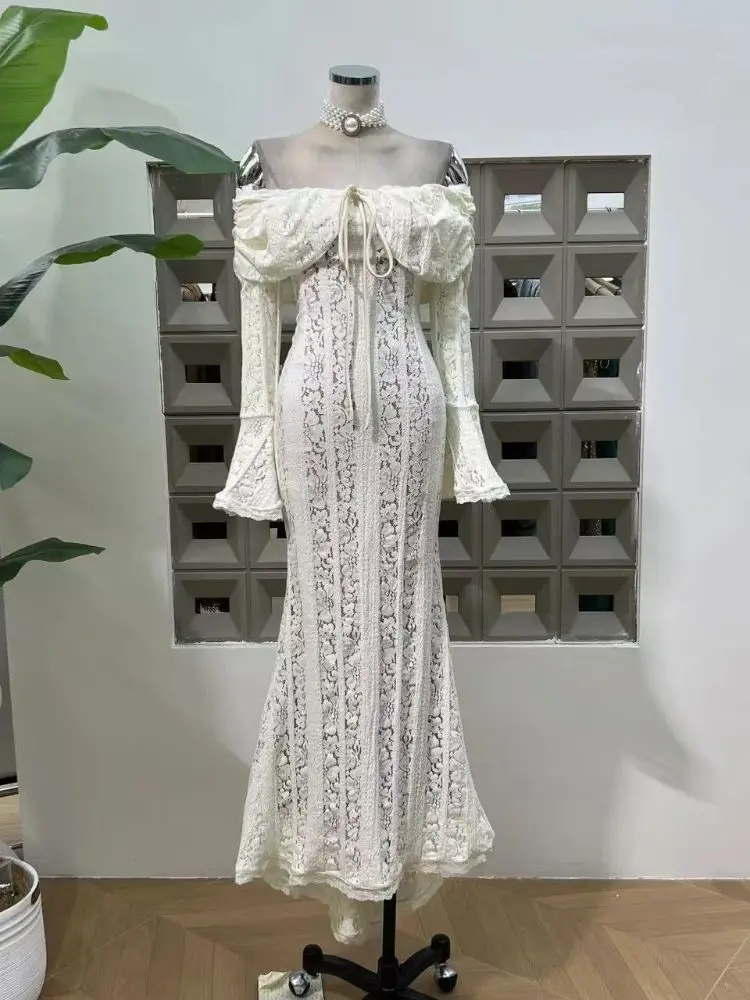 2025 Spring Long Sleeve Lace Off Shoulder Party Long Dress Custom Fashion  Sexy Women's Dress Elegant Evening Dresses Prom Gown - AliExpress 200000345