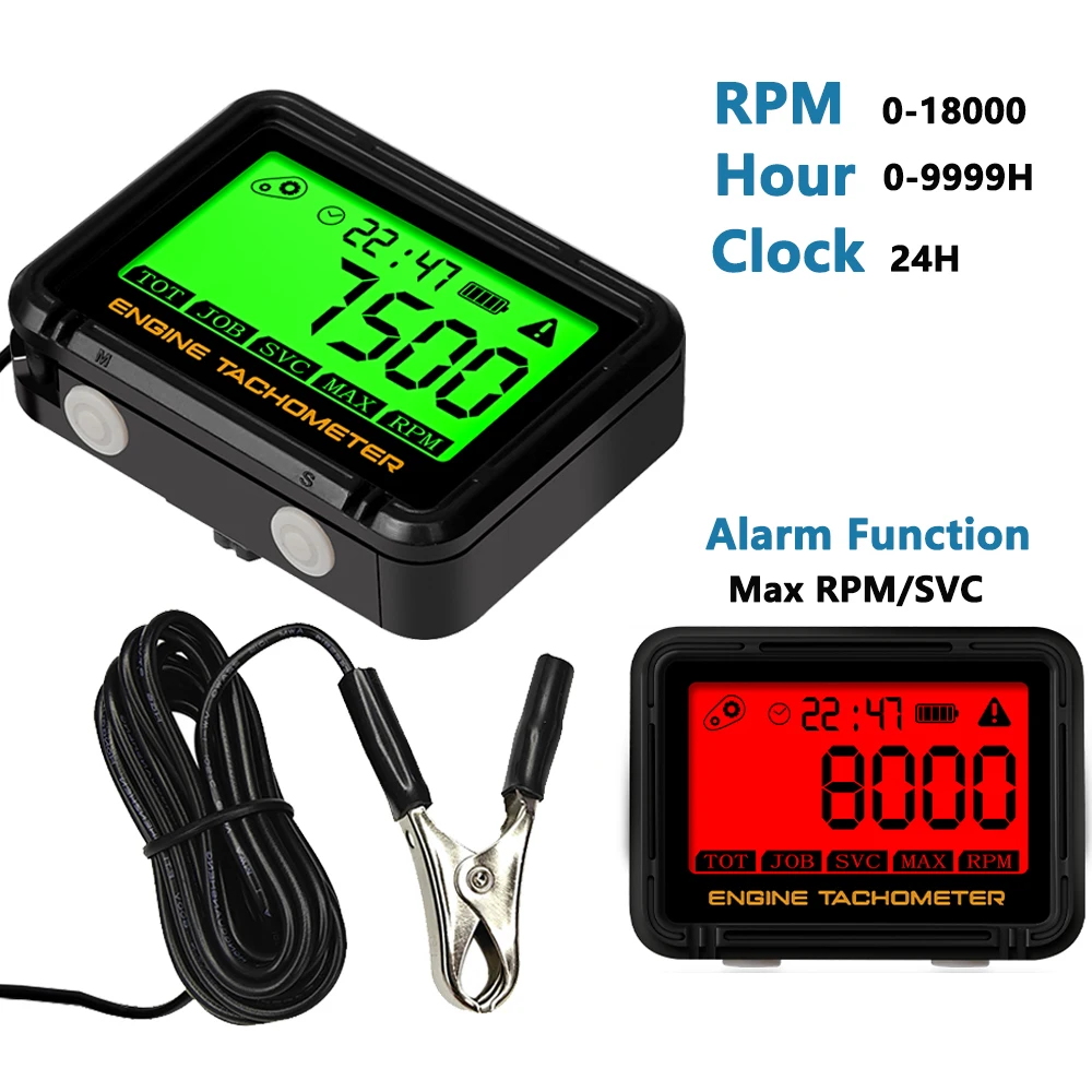 Digital-Motorcycle-Tachometer-RPM-Meter-Gauge-2-Stroke-Gasoline-Engine ...