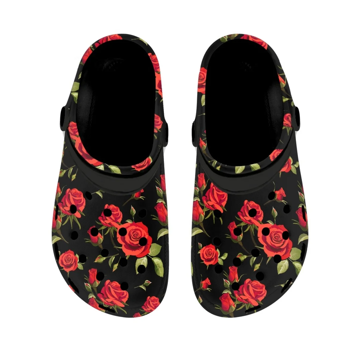Red Rose Printing Comfortable Breathable Sandals Female Valentine's Day Anniversary Gift Fashion Casual Indoor Outdoor Slippers