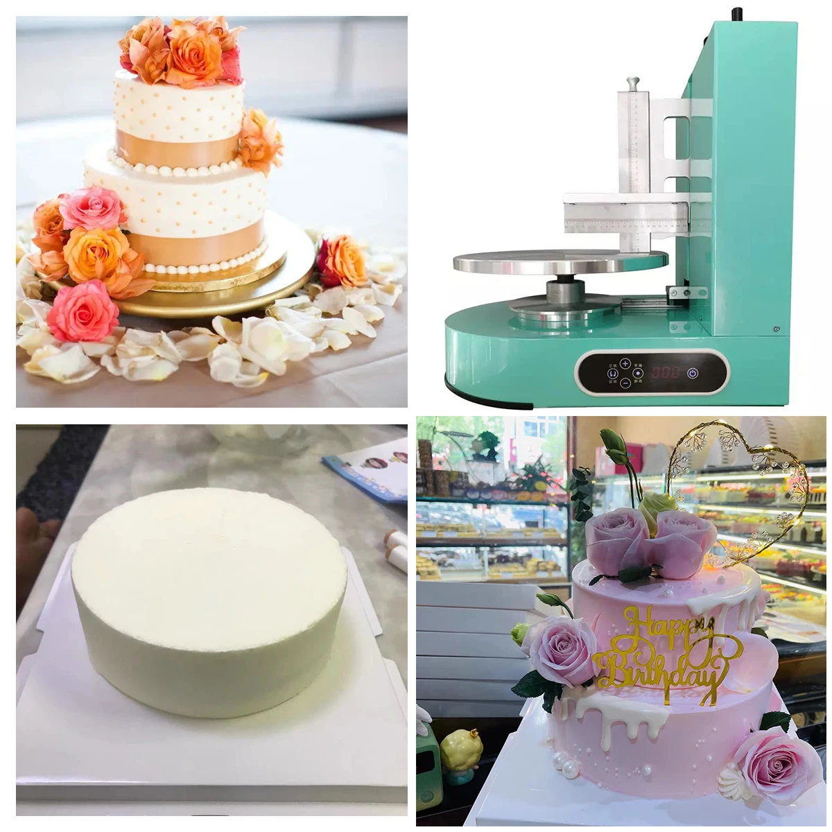 4-12 inch Electric Birthday Cake Cream Smooth Coating Decoration Machine Butter Cake Bread Cream Baking Decoration Spreader 110V