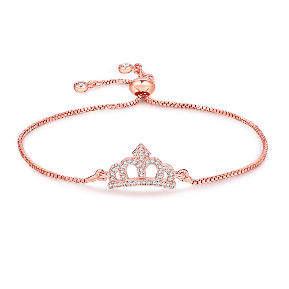 Charm 24K Gold Plated Crown Bracelet Chain Adjustable Size For Women Exquisite Jewelry Bangle Decoration Romantic Gift 2024