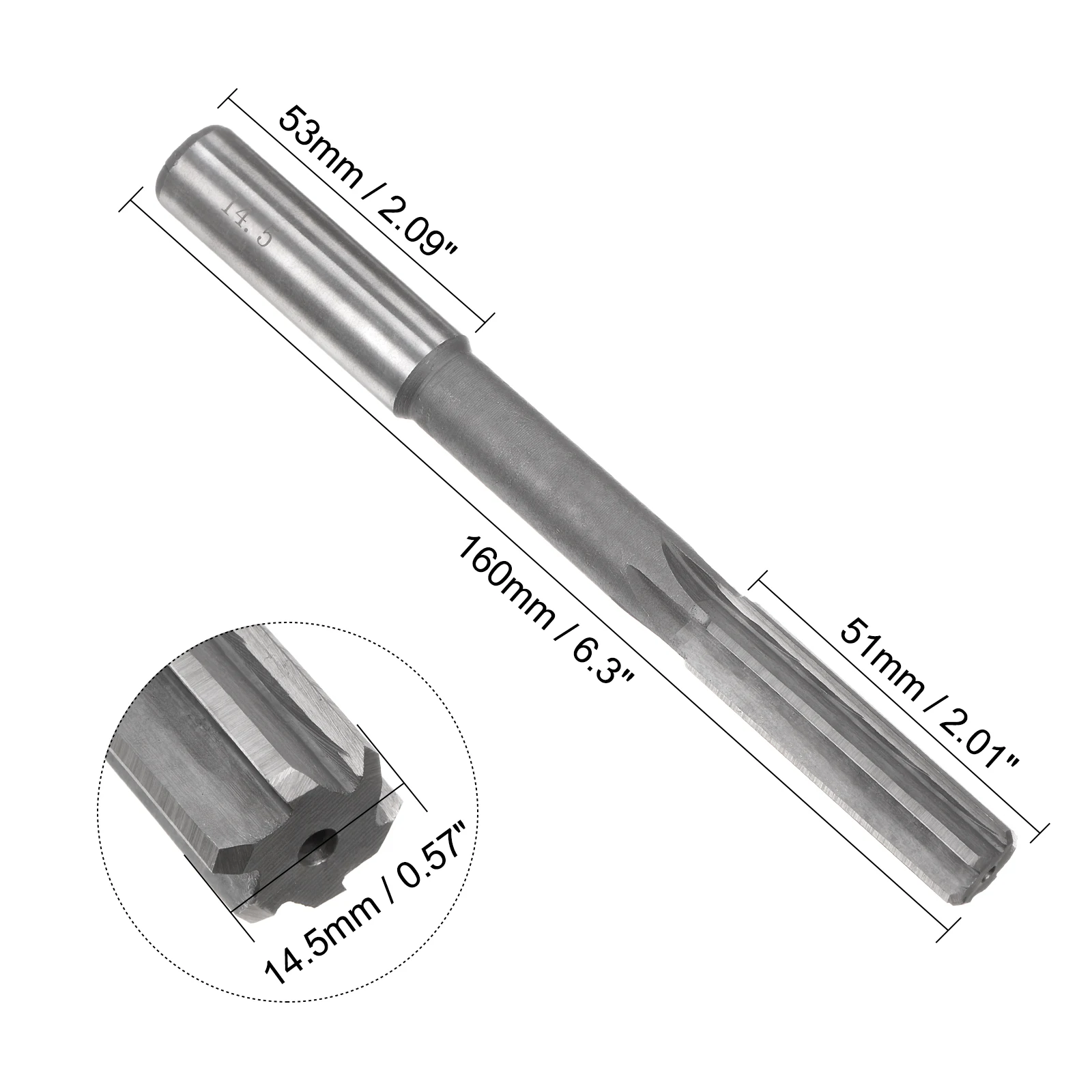 Uxcell 3.5-19.5mm Chucking Reamer HSS H7 6 Straight Flutes Machine Milling Cutter Tool 5