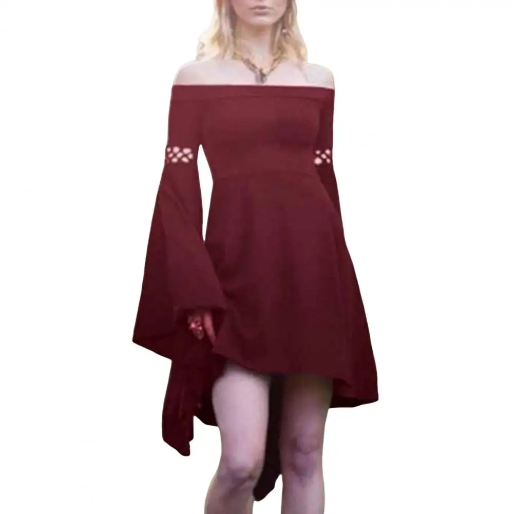 

Cosplay Short Dress Elegant Off-shoulder Princess Dress with Bell Sleeves Irregular Hem for Cosplay Cocktail Parties Slim for A