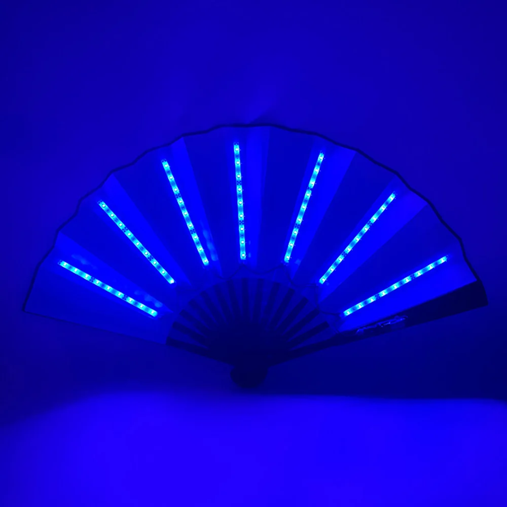 Luminous LED Folding Fan Hand Discoloration Fan for Club Dancing Lights Wedding Gifts Glow In The Dark Birthday Halloween
