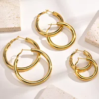 30/40/50mm Circle Hoop Earrings for Women, Classic Stainless Steel 18k Gold Plated Minimalist Jewelry Hypoallergenic 1