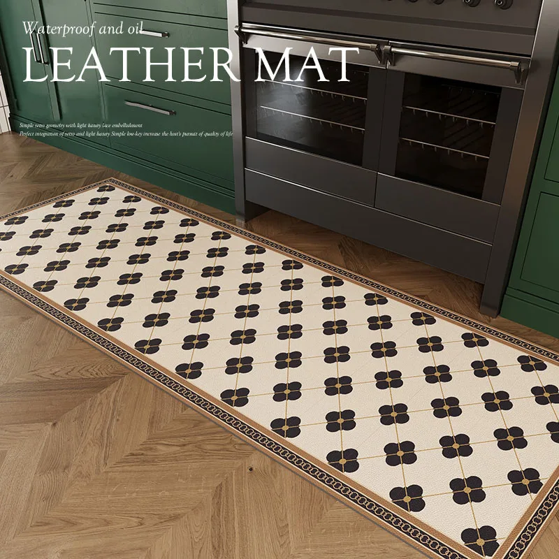 Kitchen Utensils Floor Mat PVC Water-absorbing Oil-absorbing Non-slip Bohemian Style Home Improvement Artificial Leather Cushion 3