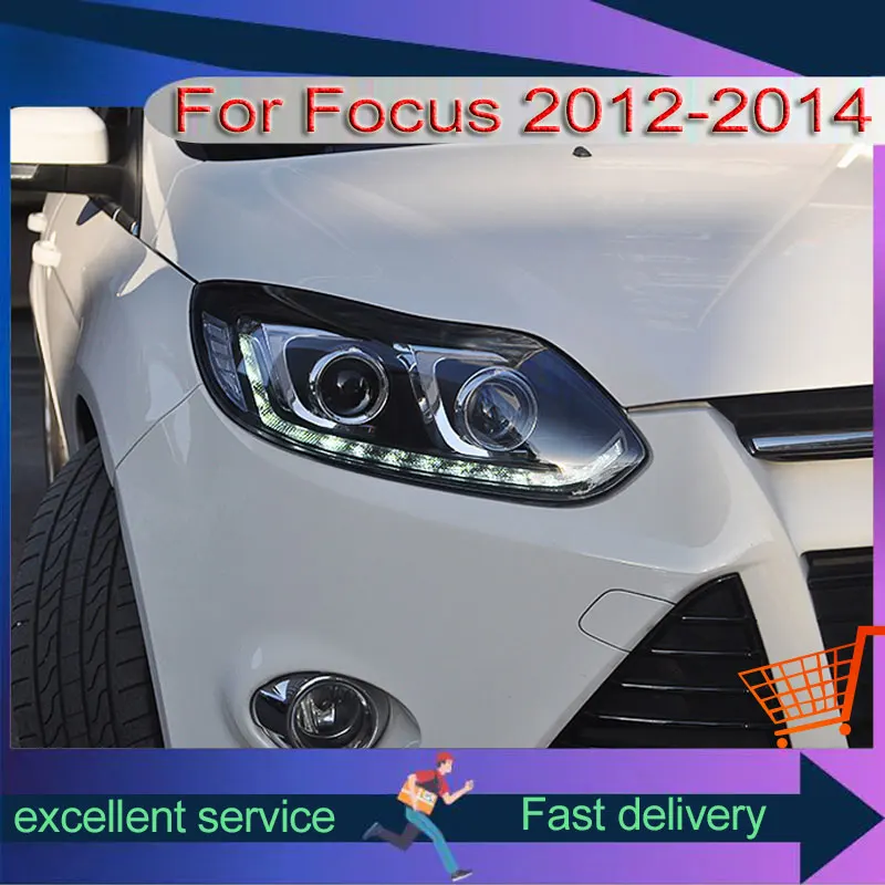 Car Front Lamp For Ford Focus 2012-2014 Headlight Automobile Accessories  Modification LED DRL Dual Lens Xenon Turn Signal Lights - AliExpress