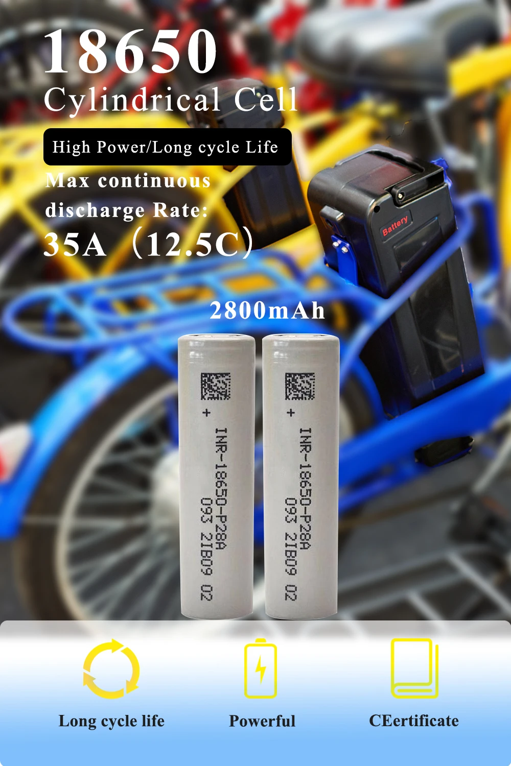 

10 шт. оригинальный аккумулятор категории A 3,7 в 2800 мАч 18650 литиевая батарея P28A 35A 12.5C поддержка-40 ℃ низкотемпературный разряд для электроскутера