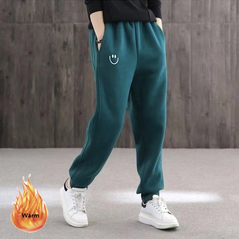 Plus Velvet Oversized Sweatpants Women Casual Drawstring Winter High Waist Ankle-Length Pants Warm Loose Jogger Pantalones M-4xl