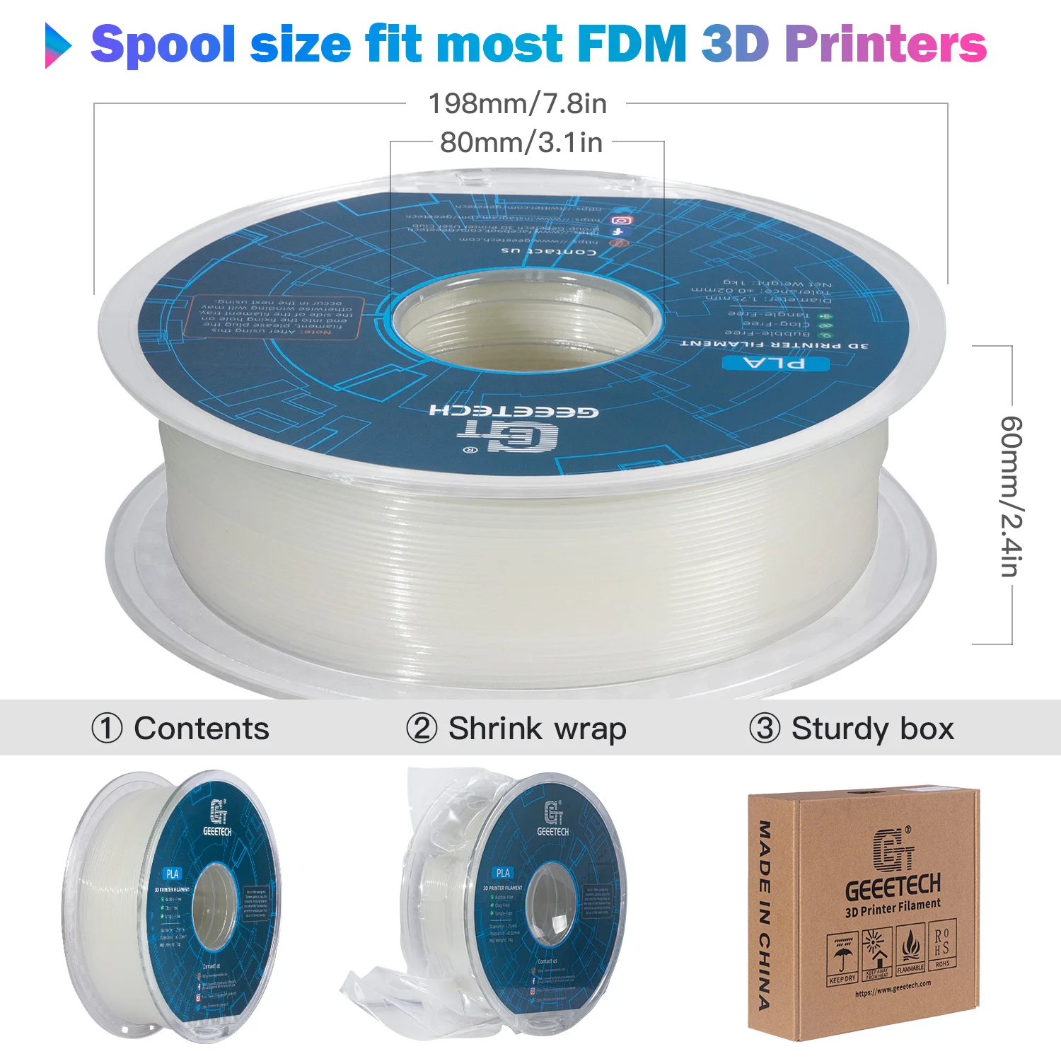 Glow-in-the-Dark PLA Filament 1kg - Luminous 3D Printing Material with 8 Color Options