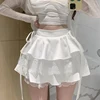 Y2K Sweet Solid Women Mini Skirt Summer High Waist Lace Patchwork Ladies Ball Gown Fashion All Match Ruffles Female Skirt 1