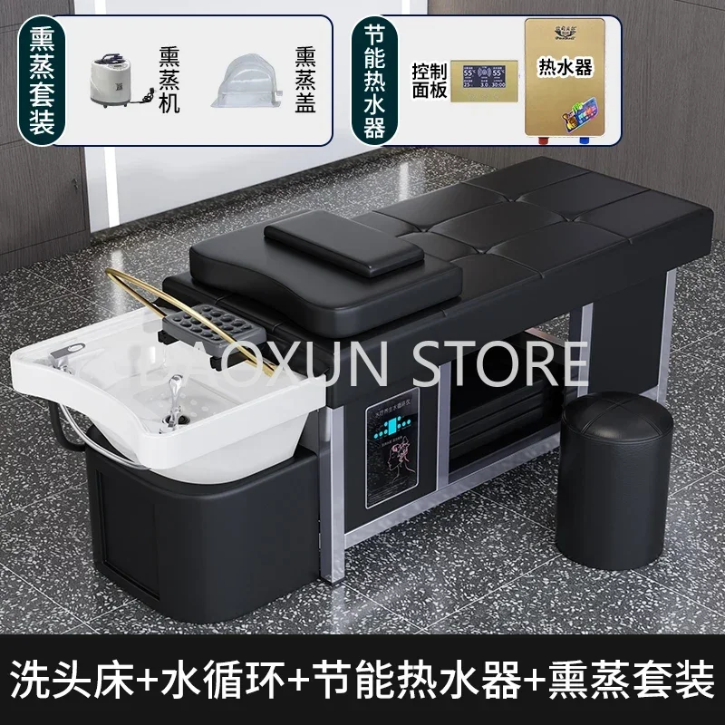 Water Circulation Shampo Chair Luxury Steam Comfort Massage Hair Wash Basin Bed Therapy Lavacabezas Salon Furniture MQ50SC