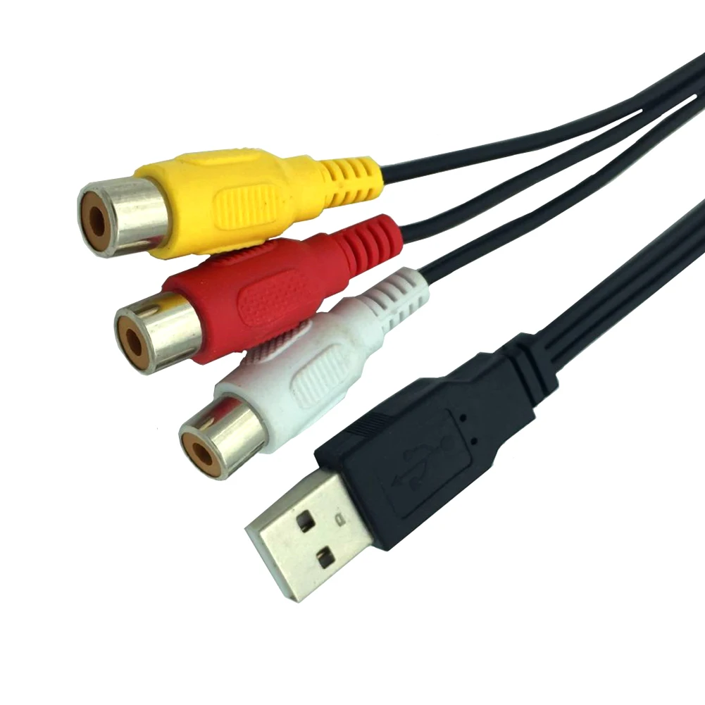 USB 2.0  3 RCA    25cm ޴ AV ڵ    ȯ  ̺ й