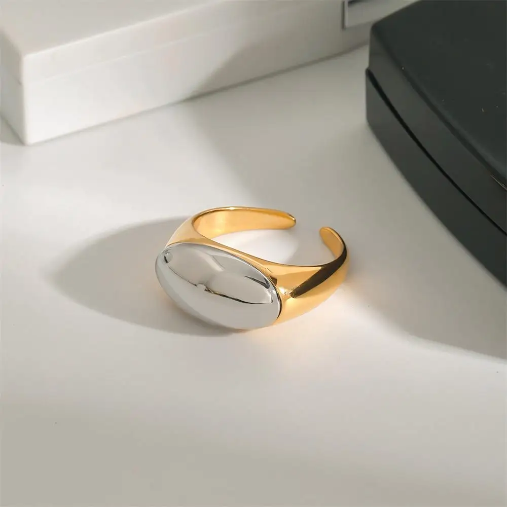 Gold&silver Two-tone Polished Dome Opening Rings Punk Hypoallergenic Rust Proof Mix Color Minimalist Ring Retro Jewelry Bijoux
