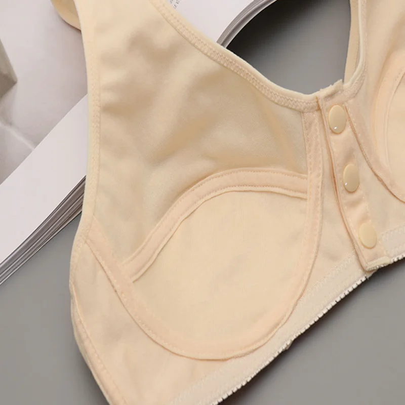 Thin Cup Bra Middle-aged Elderly Mom's Underwear Front Closure Vest Style Plus Size Wireless No Sponge Bras For Women 5
