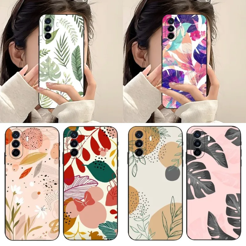 Custodia Per Telefono Banana Leaf Per Huawei Y7 A Y5 P Y9 Y6 Pro Y5 Prime 2020 2019 2018 2017 Nova 9 S Ro Se Cover Morbida Nera