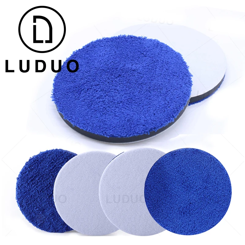 4pcs/set 3-7inch Microfiber Pad car Polishing Wax Buffer Pad Replaceable Wash Clean for Polisher Car Cleaning Supplies