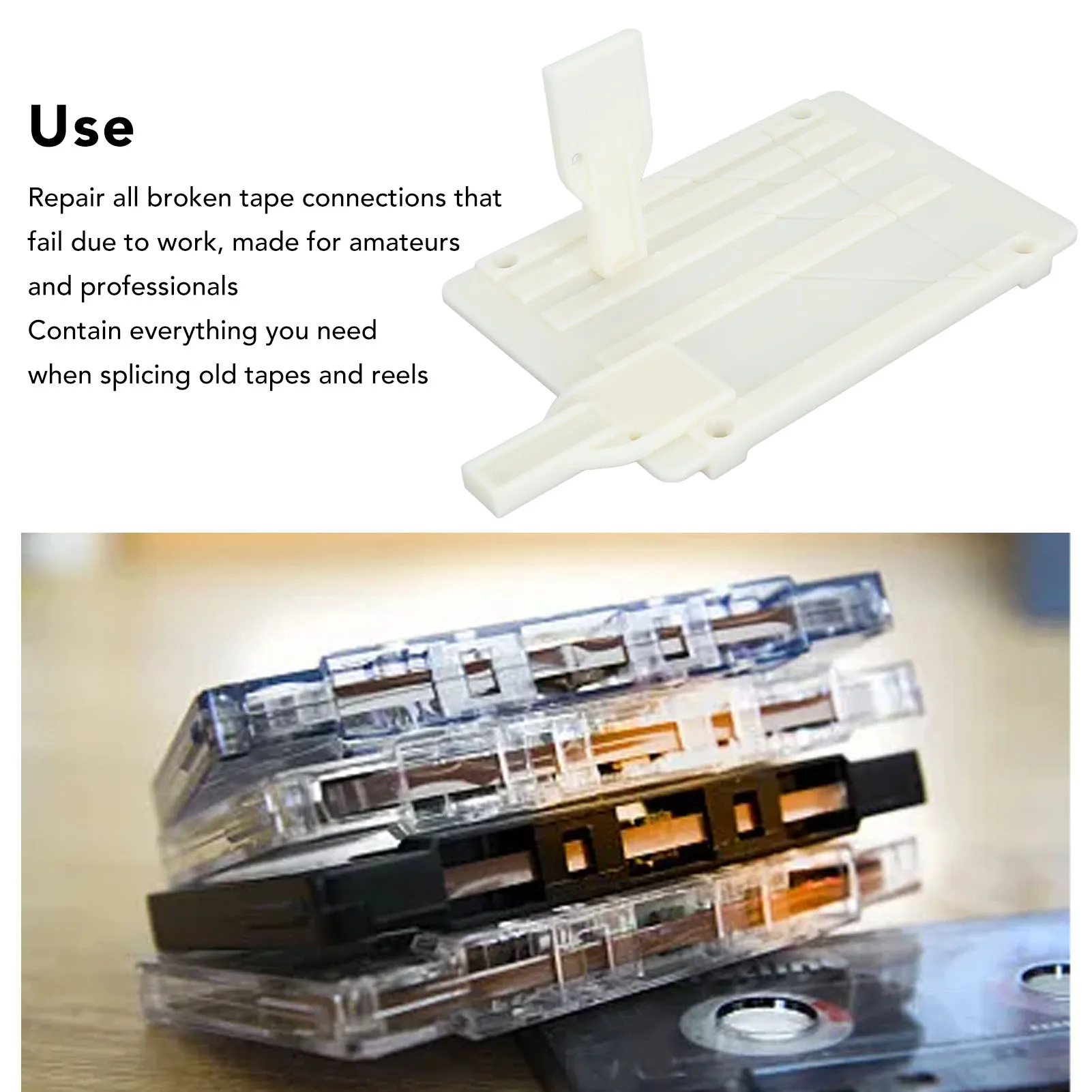 1/4 10 In Tape Splicing Set Open Reel To Reel Tape Splicing Set Professional Compact Adjustable Length for Tape Reel Recorder