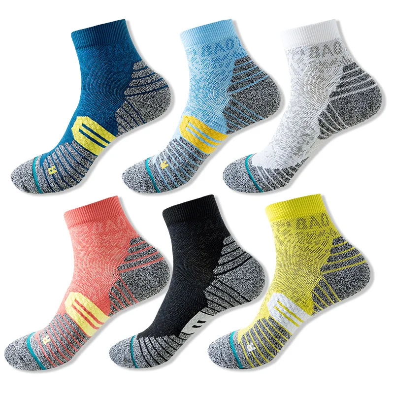3Pairs Professional Marathon Running Fitness Socks Men Women Sweat-absorbent Anti-friction Breathable Compression Quarter Socks