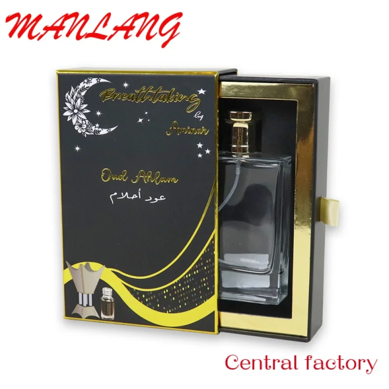 

Custom Luxury Cosmetics Perfume Bottle Packaging Boxes Custom Paper Drawer Perfume Gift Box With Logo Print