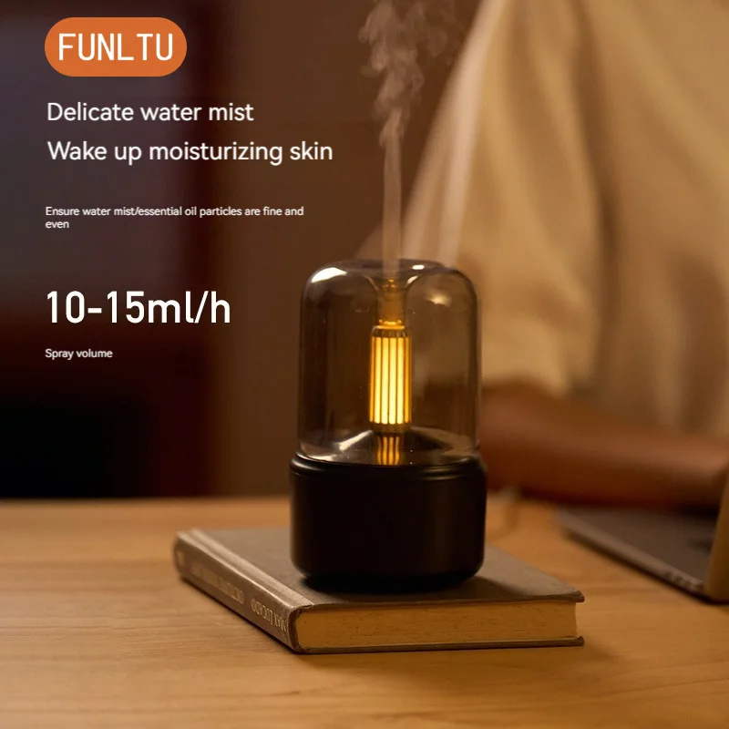 

A new candlelight Aromatherapy humidifier compact desktop delicate spray can add essential oil atomization