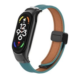 Premium Leather Magnetic Buckle Wristband for Smartwatch - Elegant Watchband Bracelet Accessory (Blue)