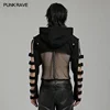 PUNK RAVE Men's Punk Sleeves Are Hollow Loop Straps Short Coat Handsome Cool Stand Up Collar Casual Mens Jacket Autumn 3