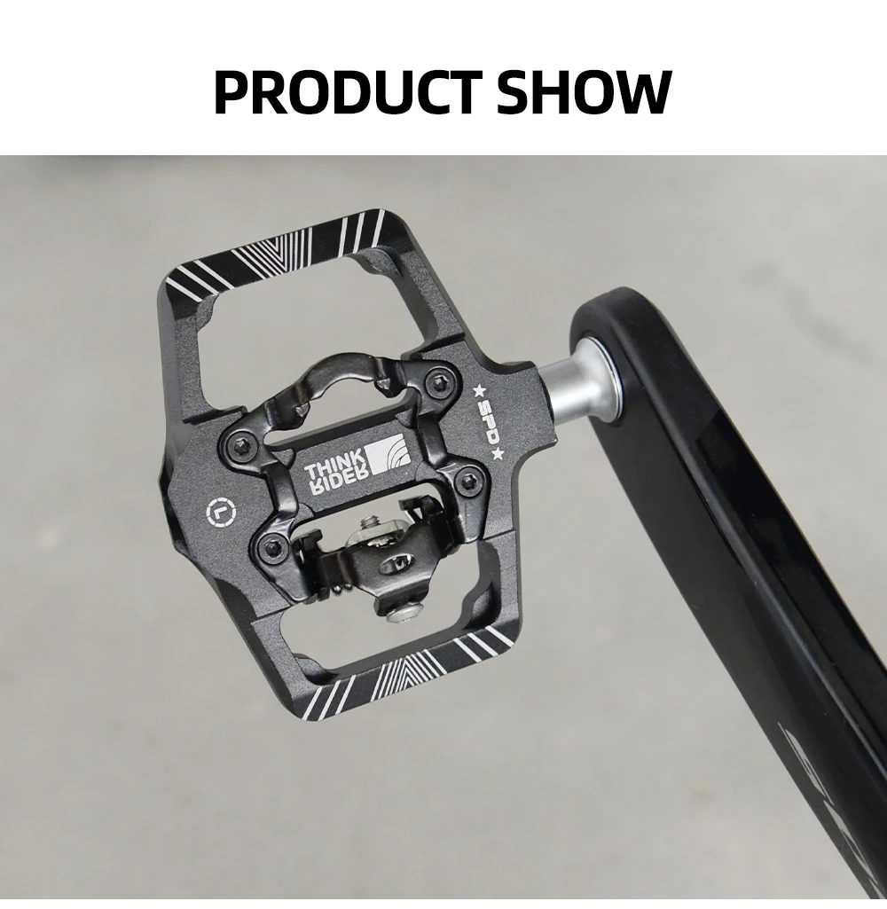 ThinkRider Fahrradschlosspedal 2-in-1 mit kostenloser Klampe für SPD-System MTB Road Aluminium Anti-Rutsch-Zubehör mit abgedichtetem Lagerschloss – Detail 10