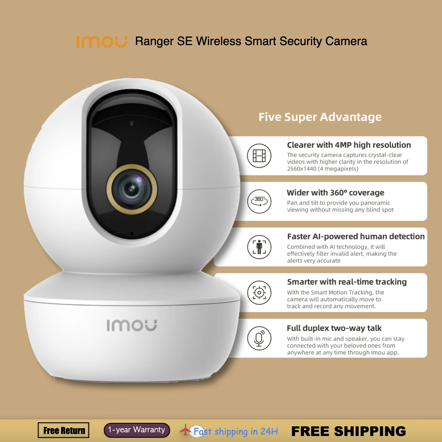 Imou Ranger 2C 4MP IP Camera Indoor PTZ Wifi Security Camera 4MP Baby  Monitor Two-Way Talk Human Detection Surveillance Cameras - AliExpress