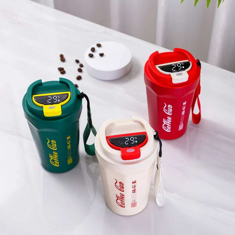 Coffee Water Bottle Cup With Temperature Display, Stainless Steel Cold  Insulation Vacuum Cup, Outdoor Portable Car Carry 304 Water Cup - Temu