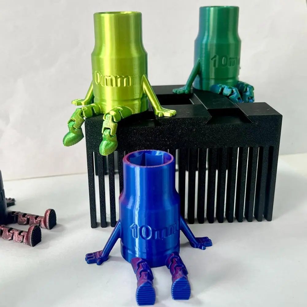 5cm Socket Buddy 3D Printed Socket Figure With Articulated Legs Desk Decor Pen Holder Gift For Mechanics And DIY Enthusiasts