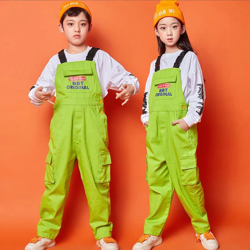 

Детская одежда в стиле K-POP, свитшот, топы, зеленый градиентный уличный комбинезон, брюки для девочек и мальчиков, костюм для джазовых танцев и сцены, одежда