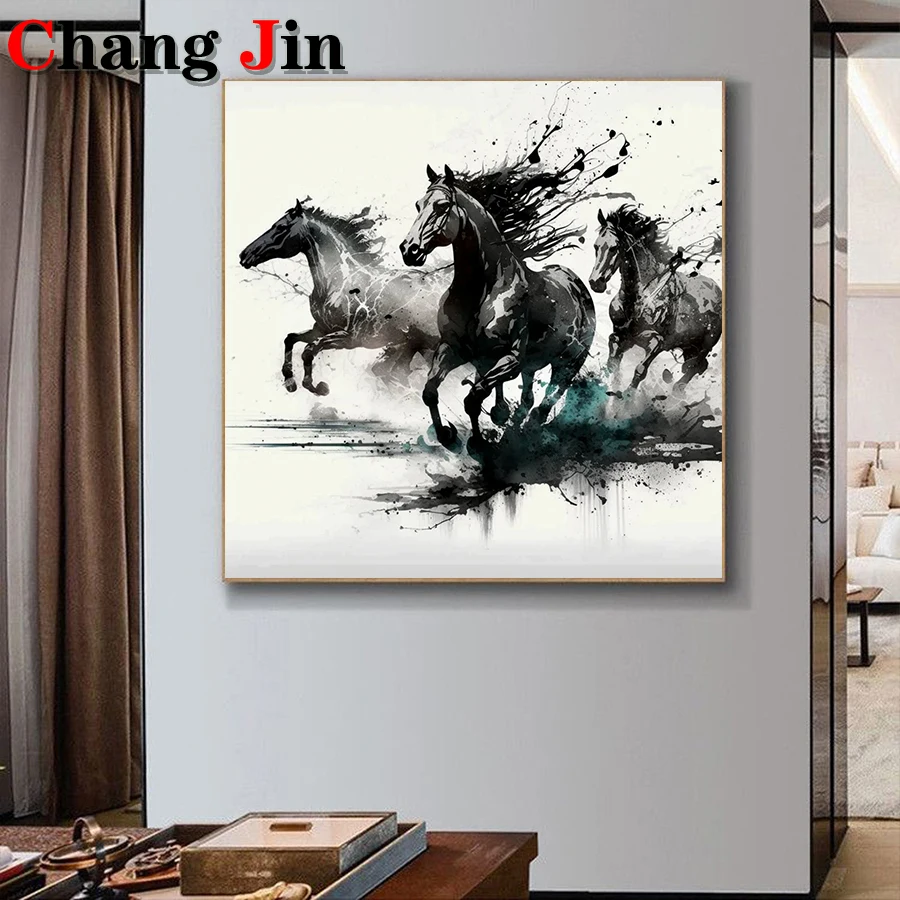 5D Diy Diamond Painting Abstract Ink Painting Galloping Horses Landscape Diamond  Art Animals Embroidery Cross Stitch Mosaic Home - AliExpress